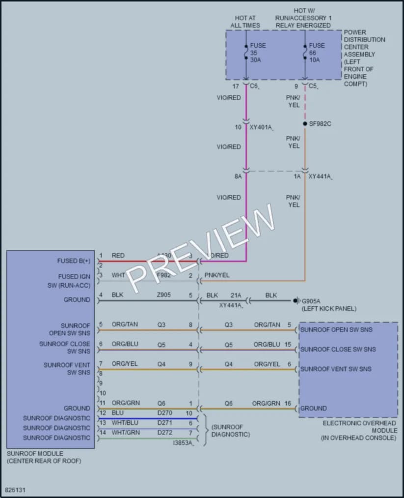 2023 Ram 3500 Power Top Sunroof wiring diagram preview
