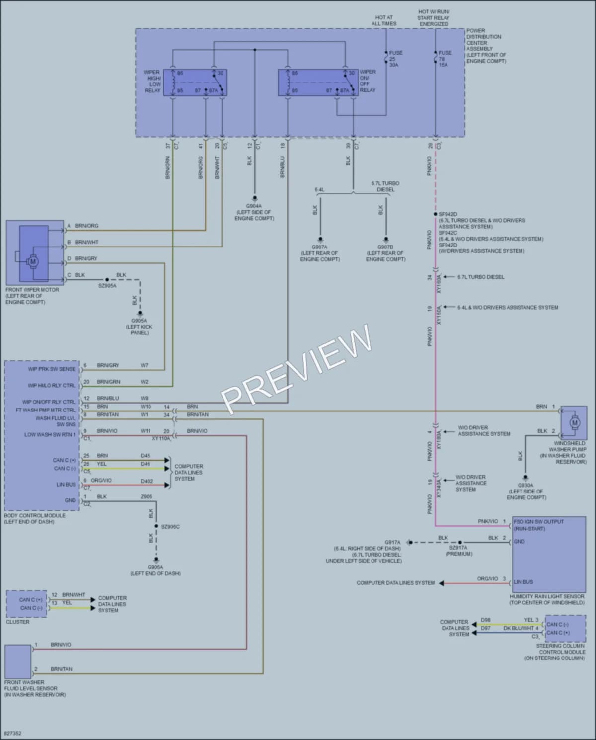 2023 Ram 3500 Wiper Washer wiring diagram preview