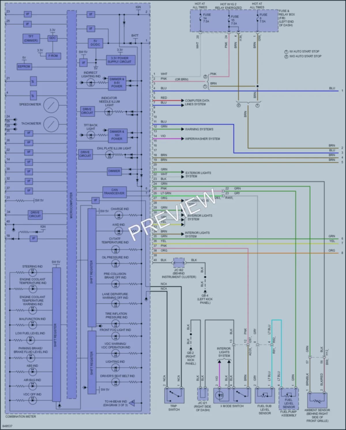2023 Subaru Crosstrek Instrument Cluster wiring diagram preview