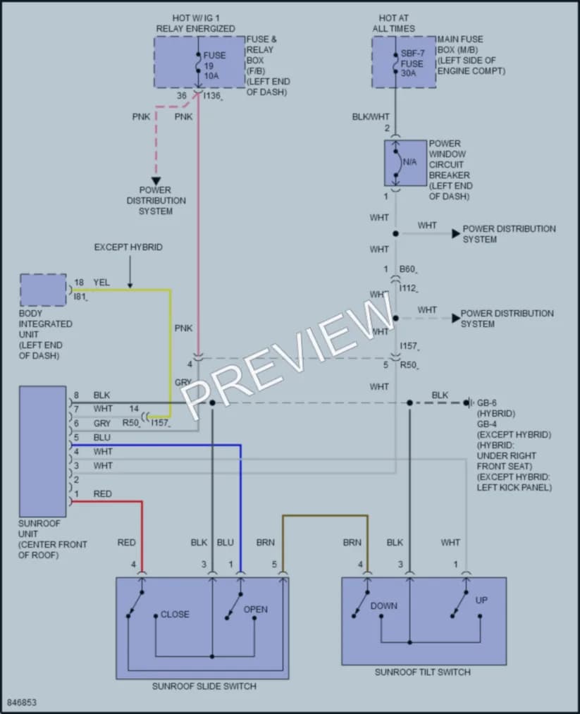 2023 Subaru CrosstrekHybrid Power Top Sunroof wiring diagram preview