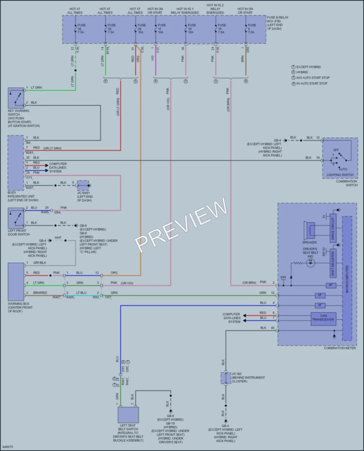 2023 Subaru CrosstrekHybrid Warning Systems wiring diagram preview