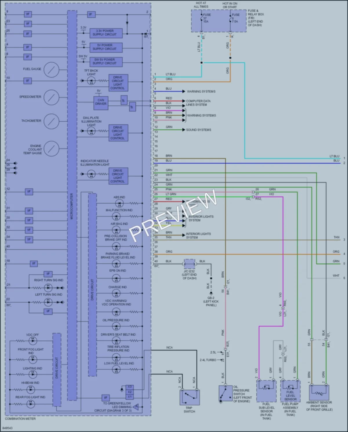 2023 Subaru Legacy Instrument Cluster wiring diagram preview