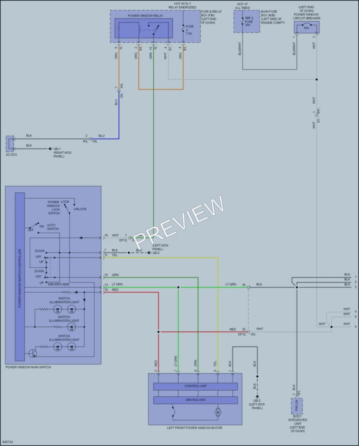 2023 Subaru Legacy Power Windows wiring diagram preview