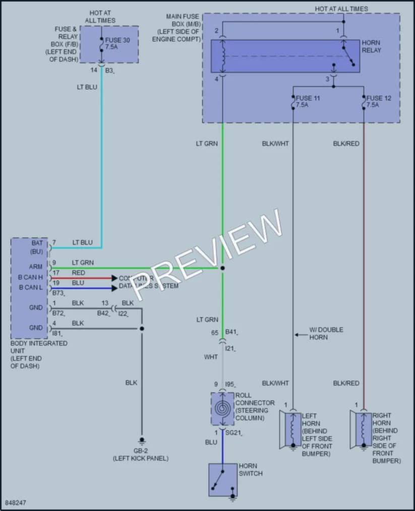 2023 Subaru Outback Horn wiring diagram preview