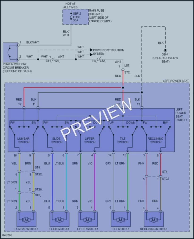 2023 Subaru Outback Power Seats wiring diagram preview