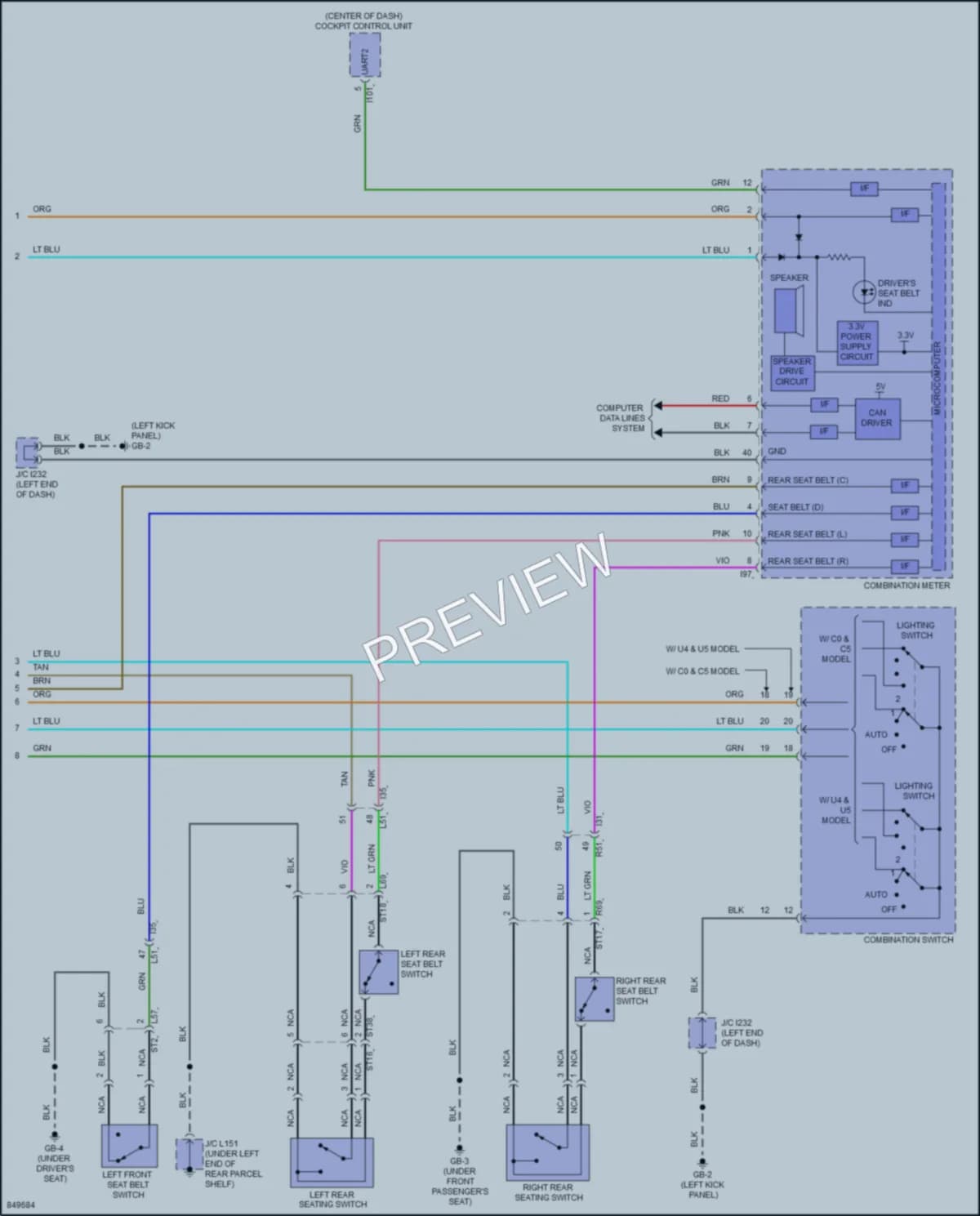 2023 Subaru Outback Warning Systems wiring diagram preview