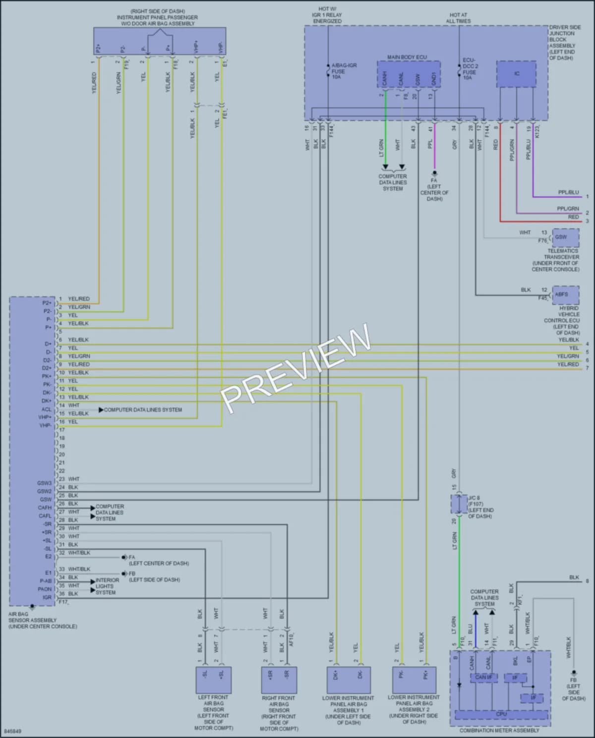 2023 Subaru Solterra Supplemental Restraints wiring diagram preview