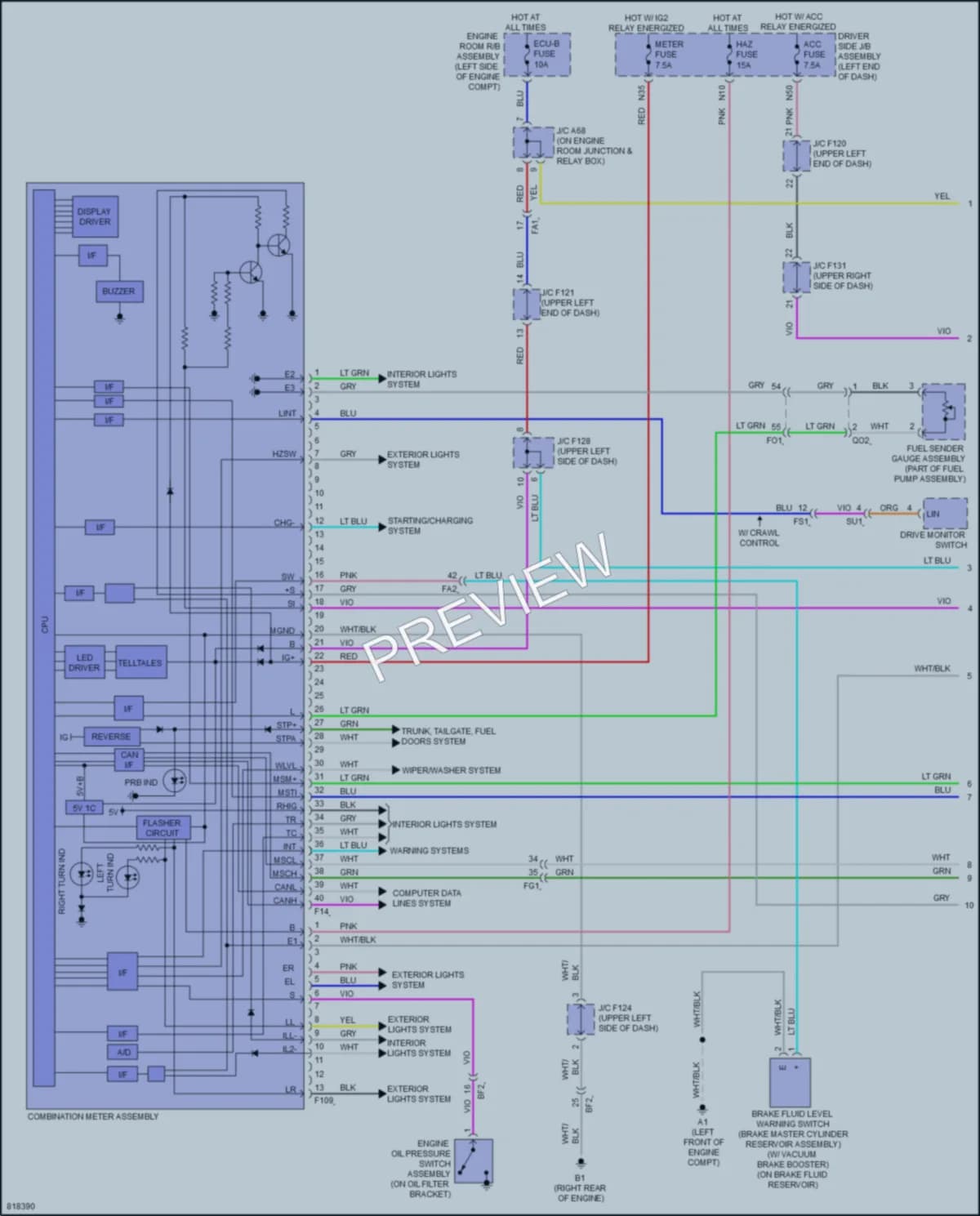 2023 Toyota 4Runner Instrument Cluster wiring diagram preview