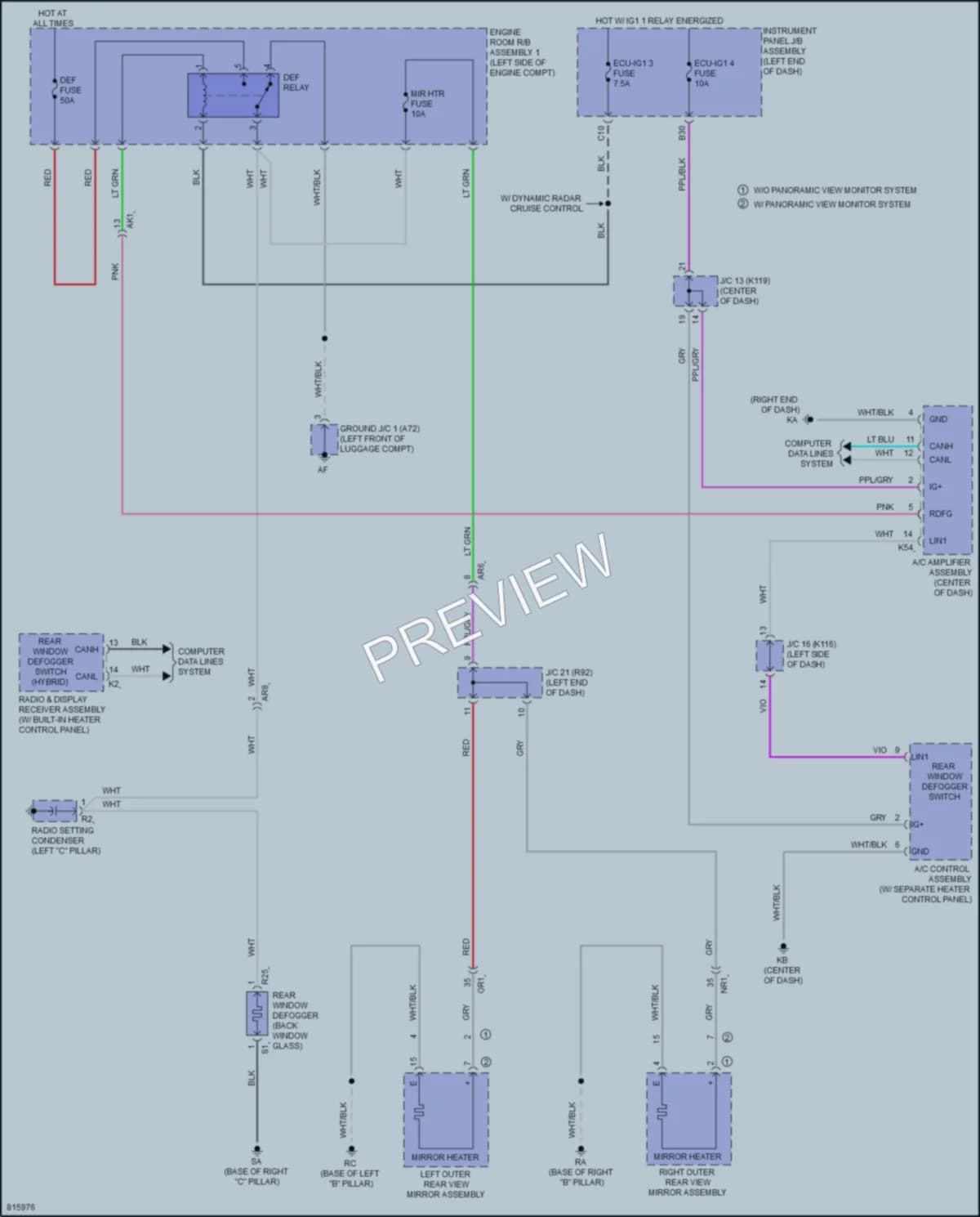 2023 Toyota Camry Defoggers wiring diagram preview
