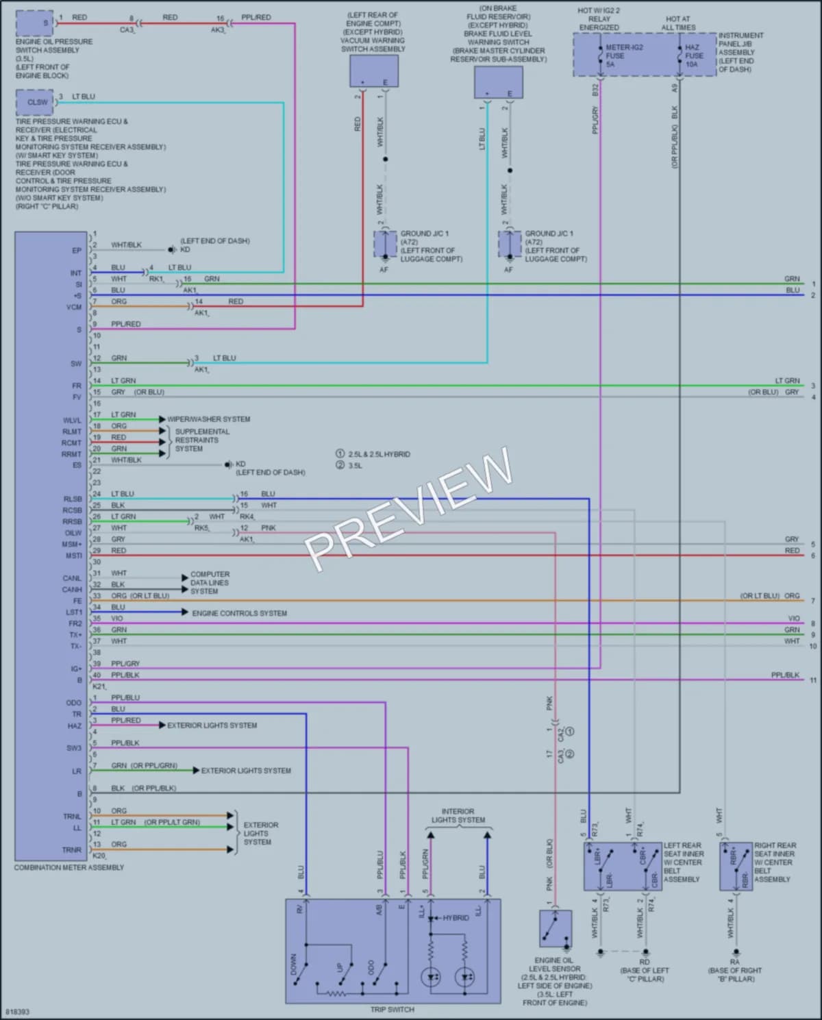 2023 Toyota Camry Instrument Cluster wiring diagram preview