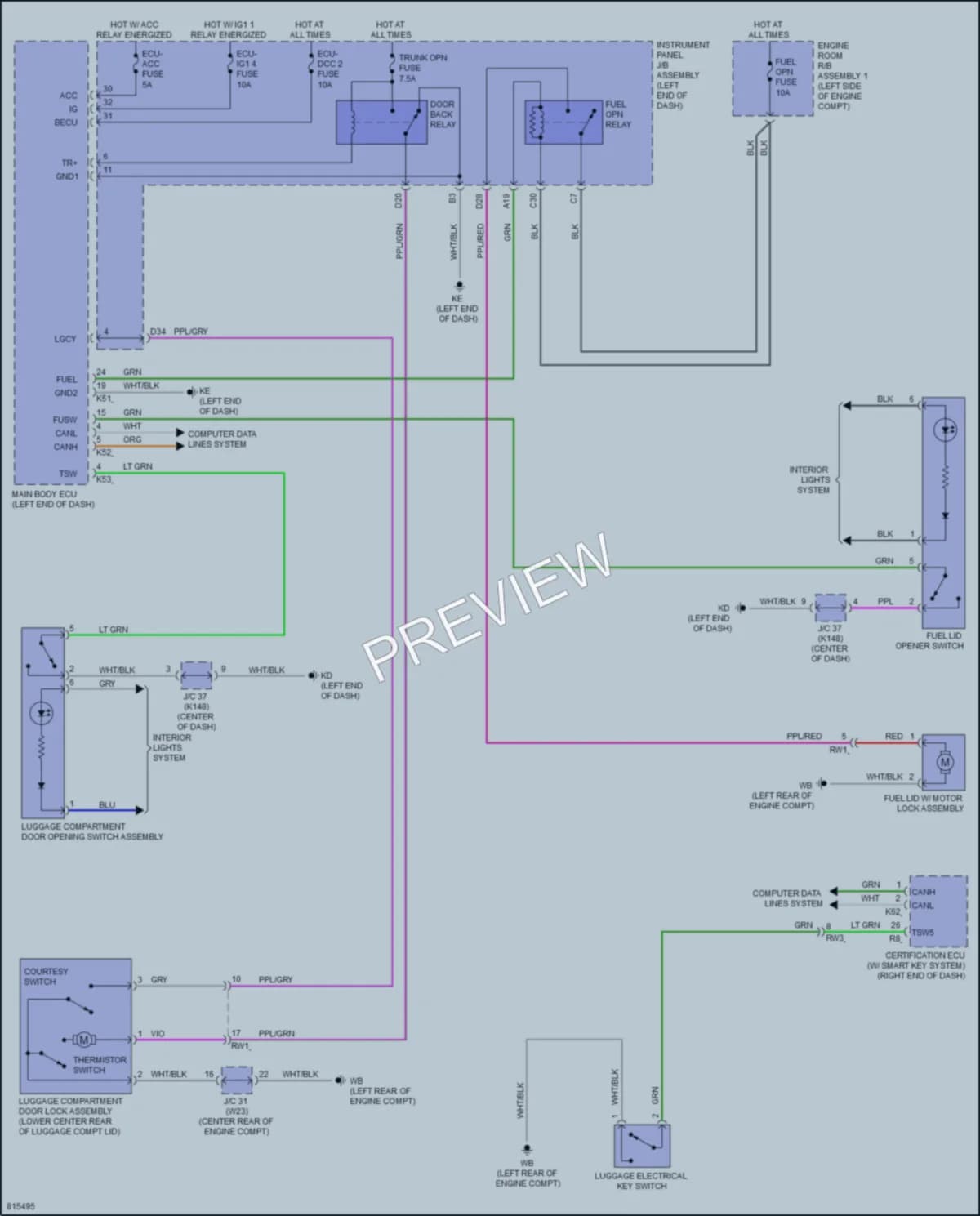 2023 Toyota Camry Trunk Tailgate Fuel Door wiring diagram preview