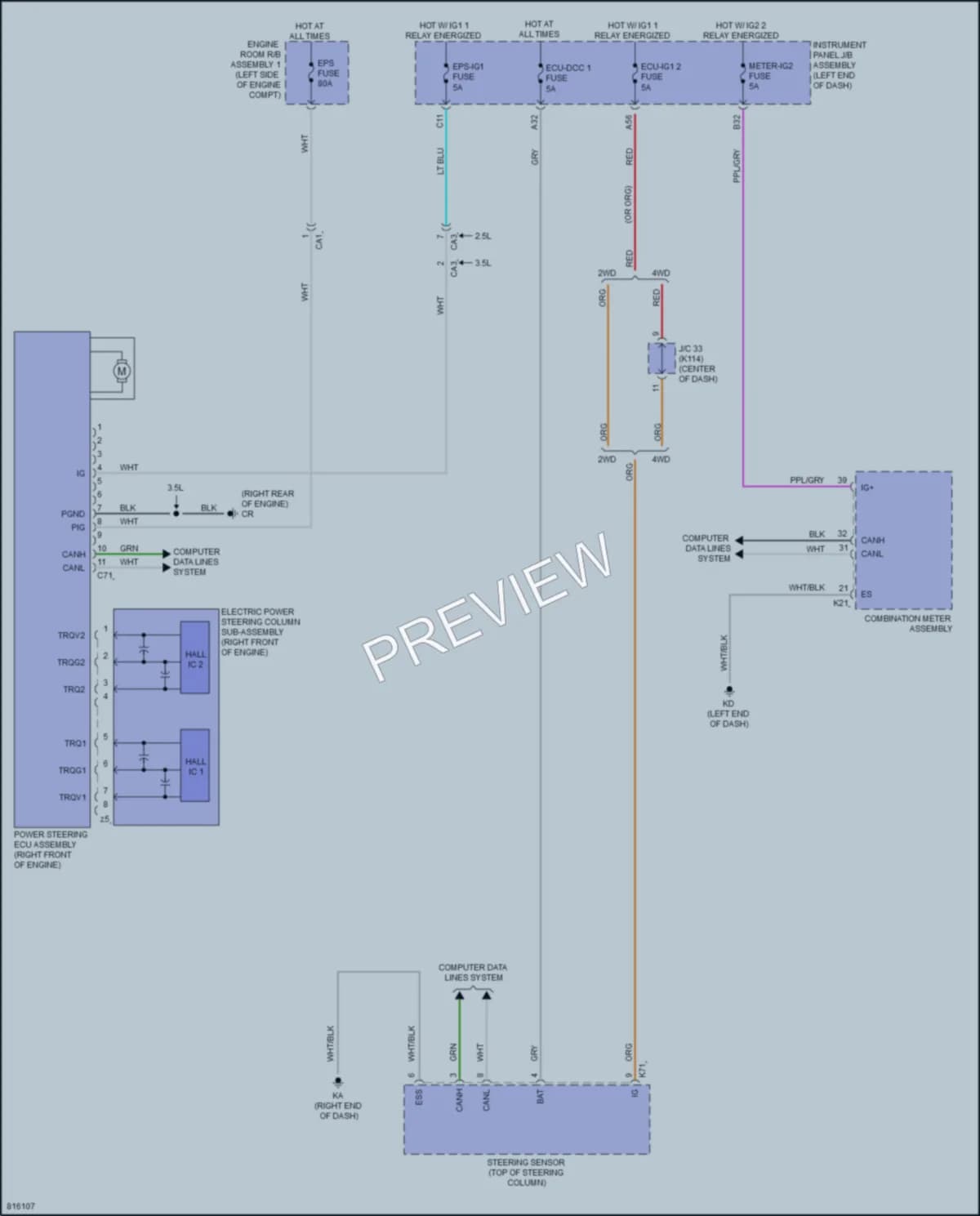 2023 Toyota CamryHybrid Electronic Power Steering wiring diagram preview