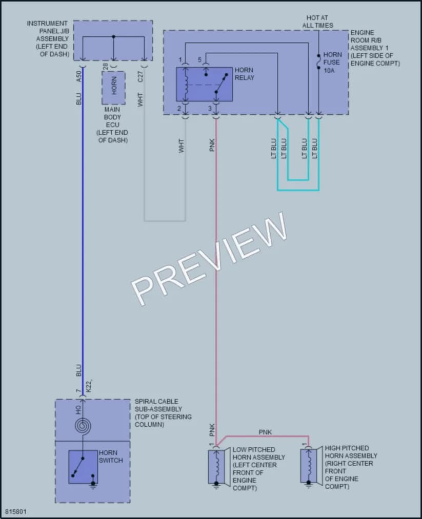 2023 Toyota CamryHybrid Horn wiring diagram preview