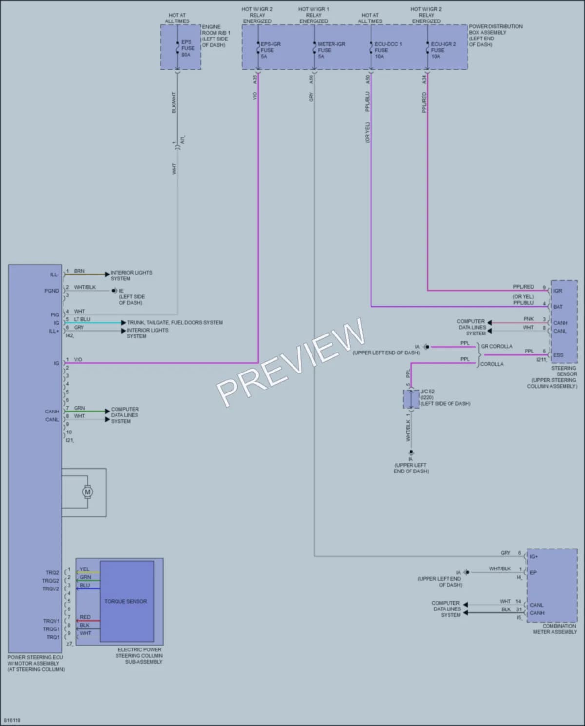 2023 Toyota Corolla Electronic Power Steering wiring diagram preview
