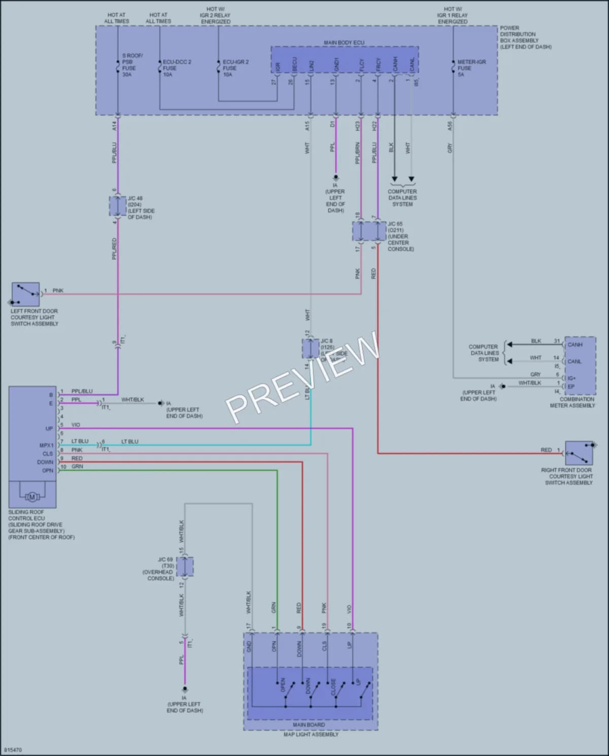 2023 Toyota Corolla Power Top Sunroof wiring diagram preview