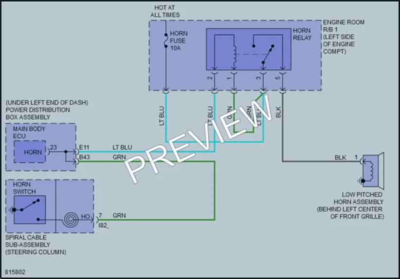 2023 Toyota CorollaCross Horn wiring diagram preview
