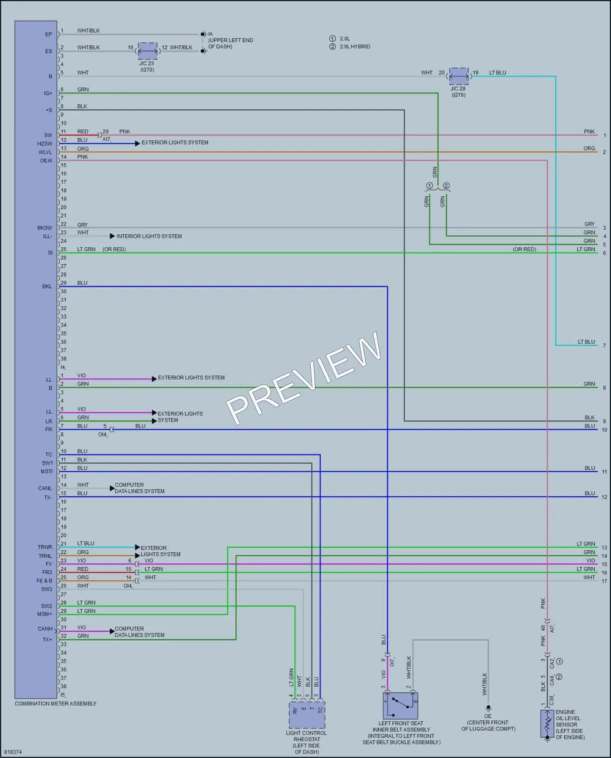 2023 Toyota CorollaCross Instrument Cluster wiring diagram preview