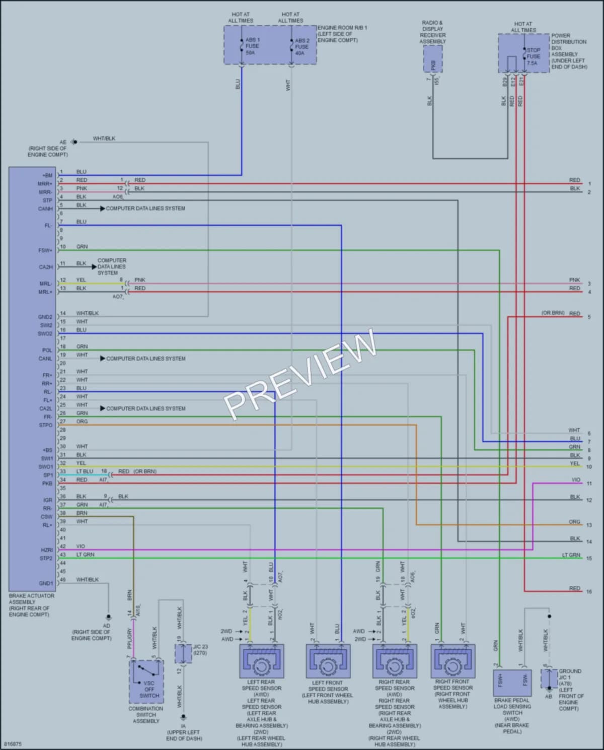 2023 Toyota CorollaCrossHybrid Anti Lock Brakes wiring diagram preview