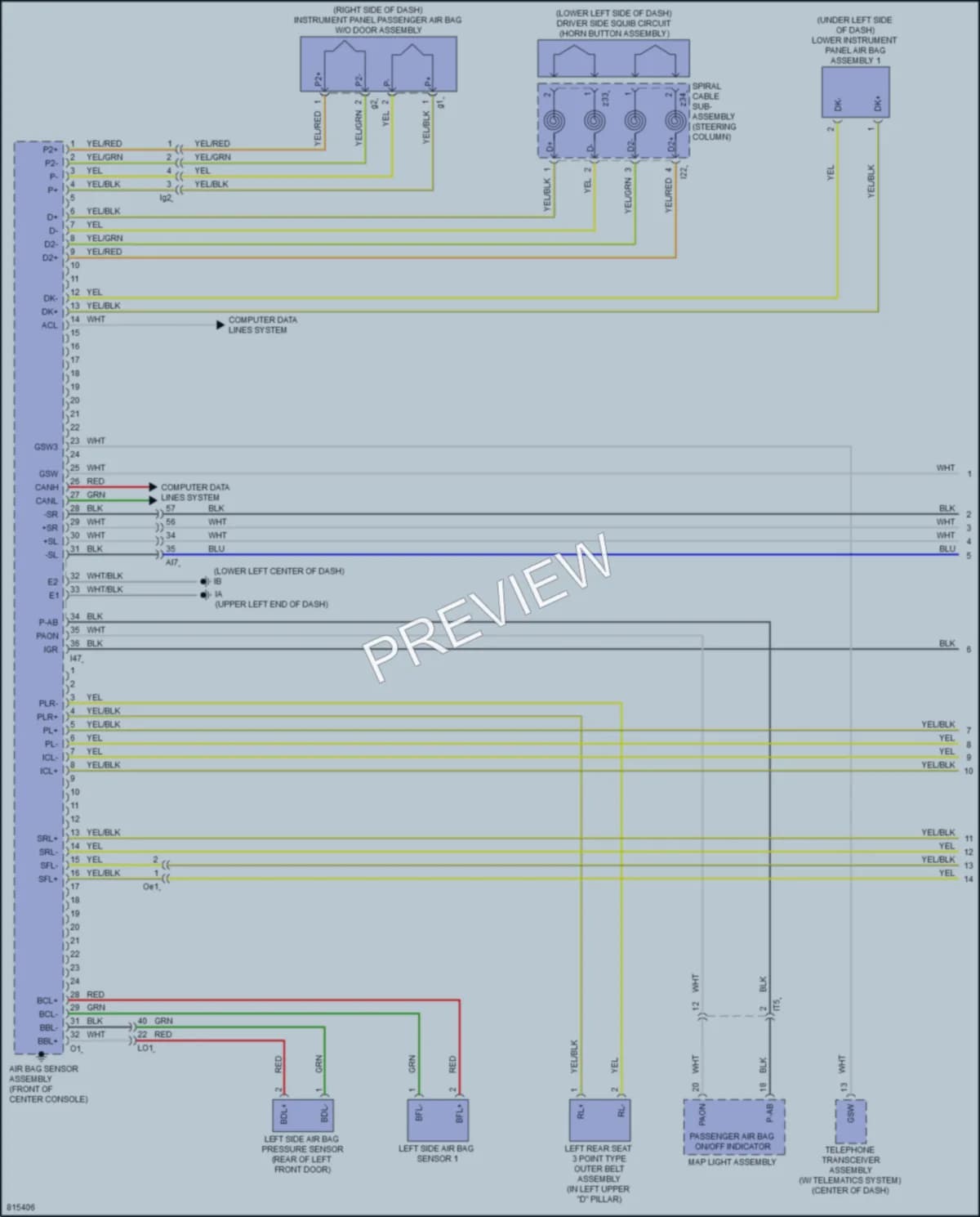 2023 Toyota CorollaCrossHybrid Supplemental Restraints wiring diagram preview