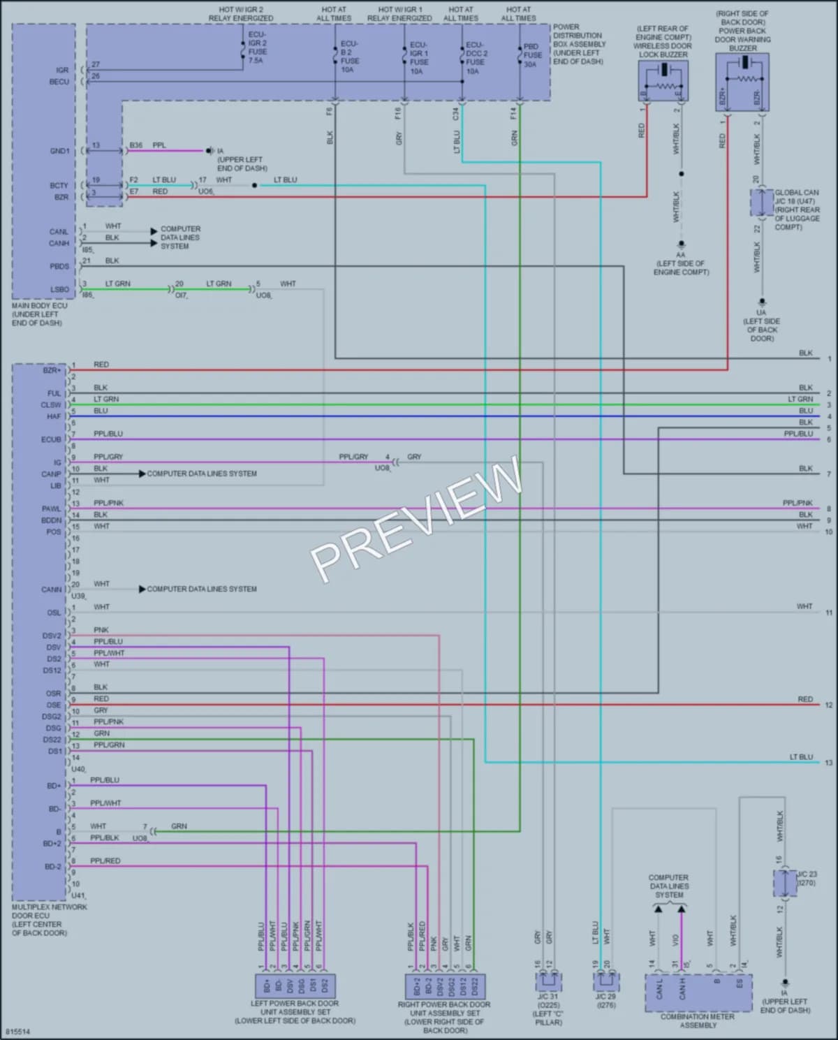 2023 Toyota CorollaCrossHybrid Trunk Tailgate Fuel Door wiring diagram preview