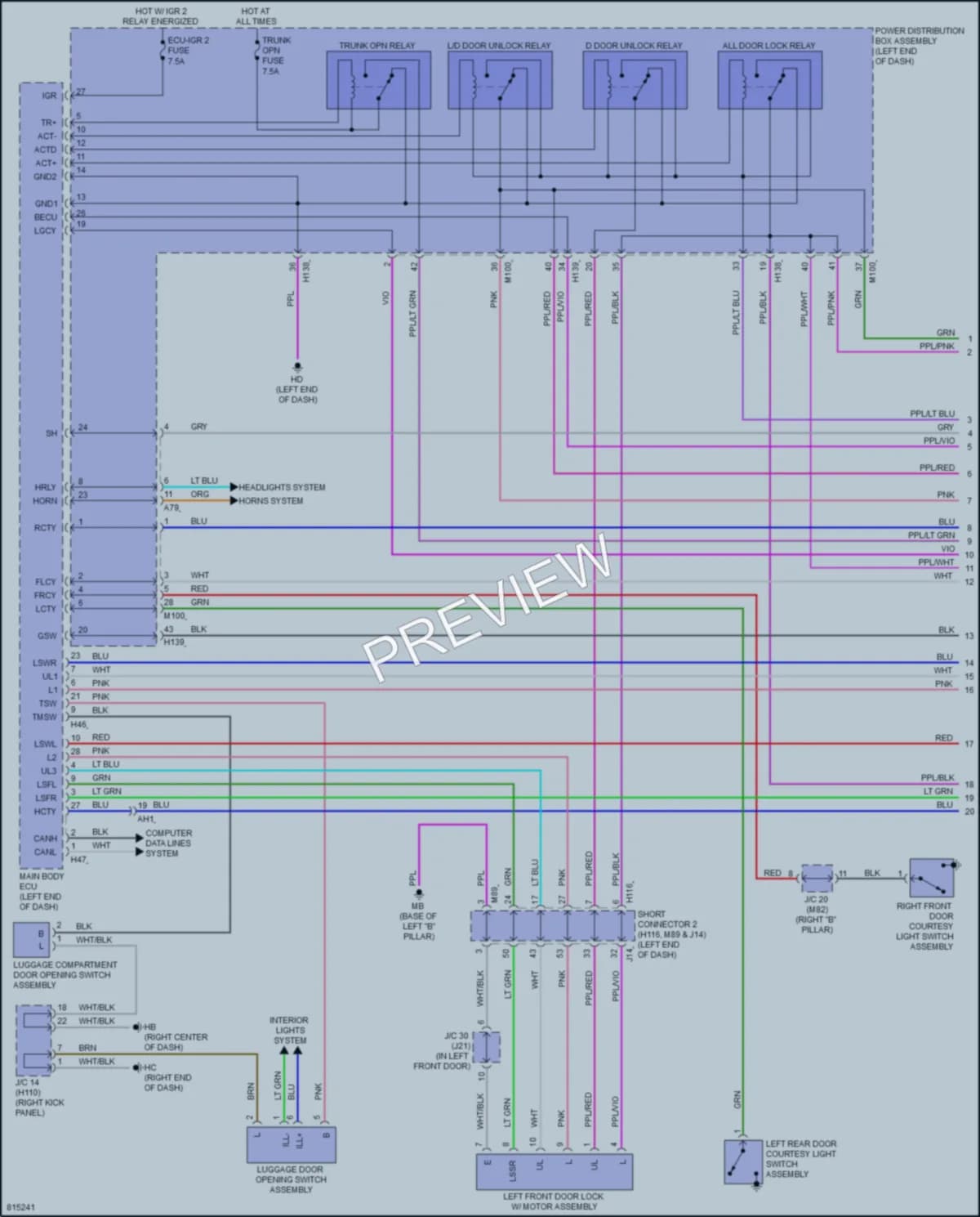 2023 Toyota CrownHybrid Power Door Locks wiring diagram preview