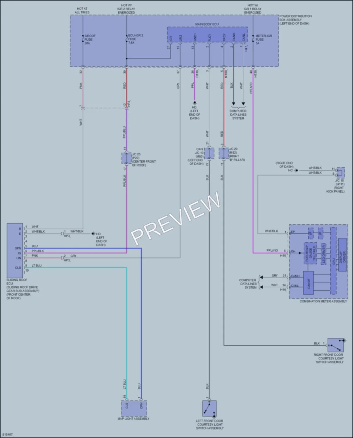 2023 Toyota CrownHybrid Power Top Sunroof wiring diagram preview