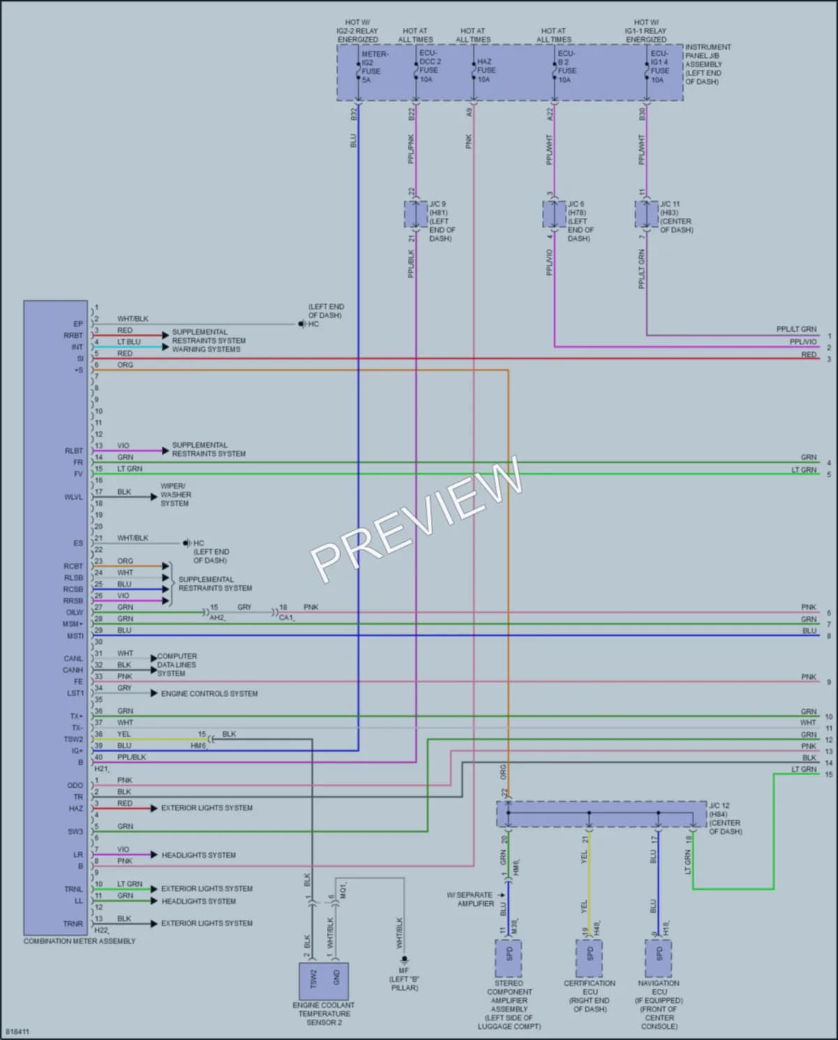 2023 Toyota Highlander Instrument Cluster wiring diagram preview