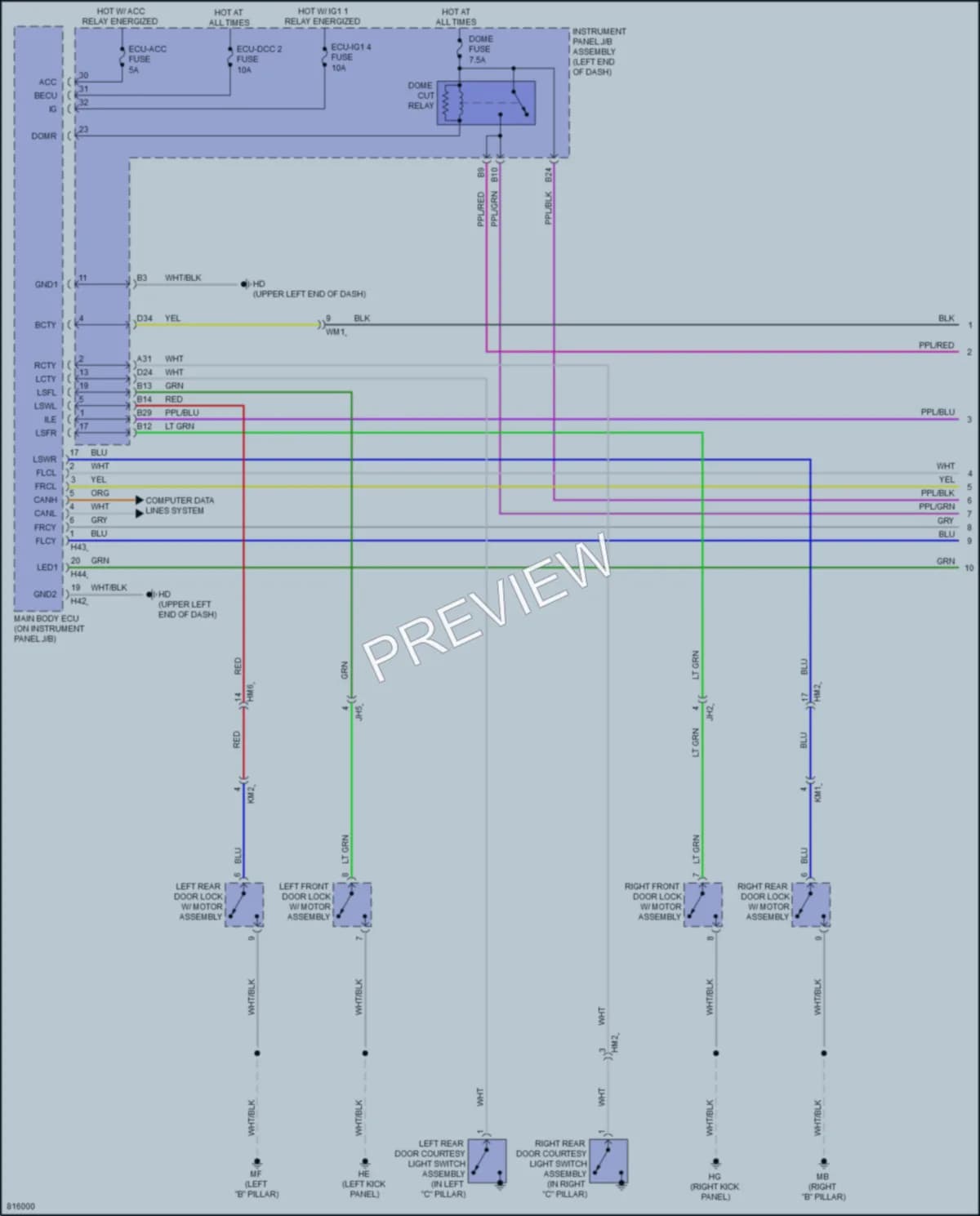 2023 Toyota Highlander Interior Lights wiring diagram preview