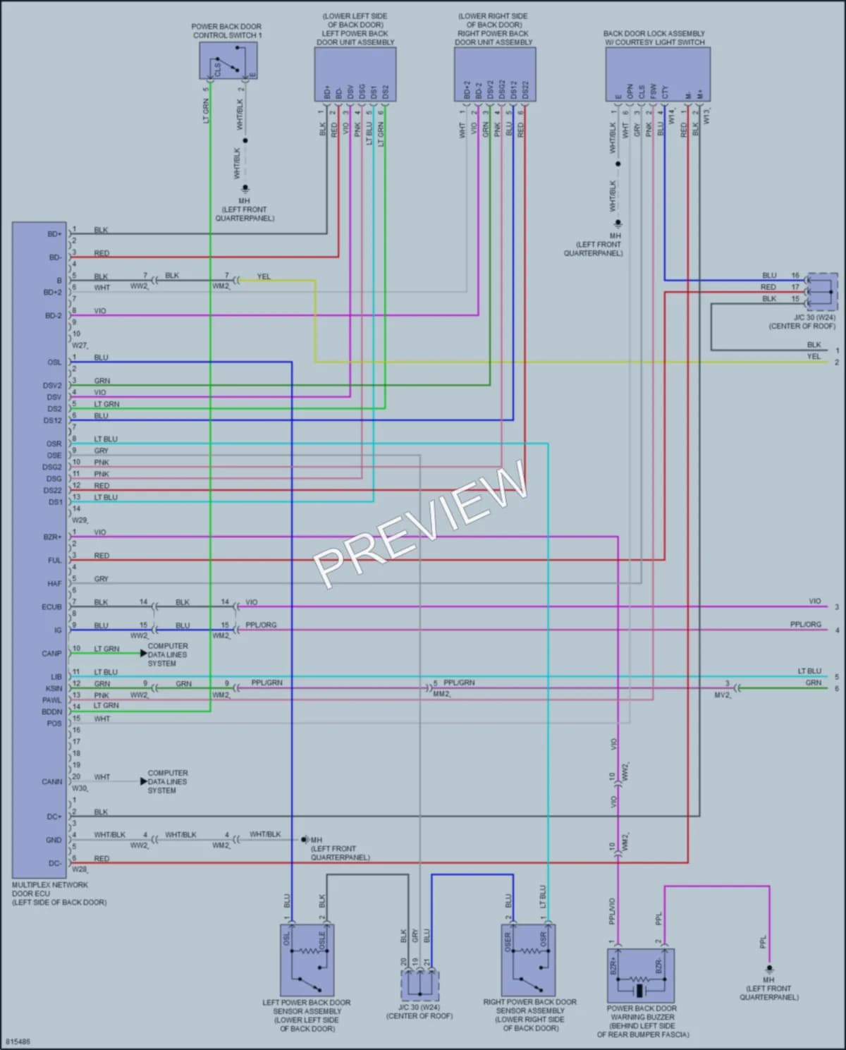 2023 Toyota Highlander Trunk Tailgate Fuel Door wiring diagram preview