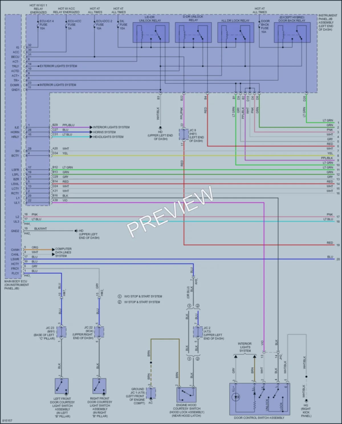 2023 Toyota HighlanderHybrid Power Door Locks wiring diagram preview