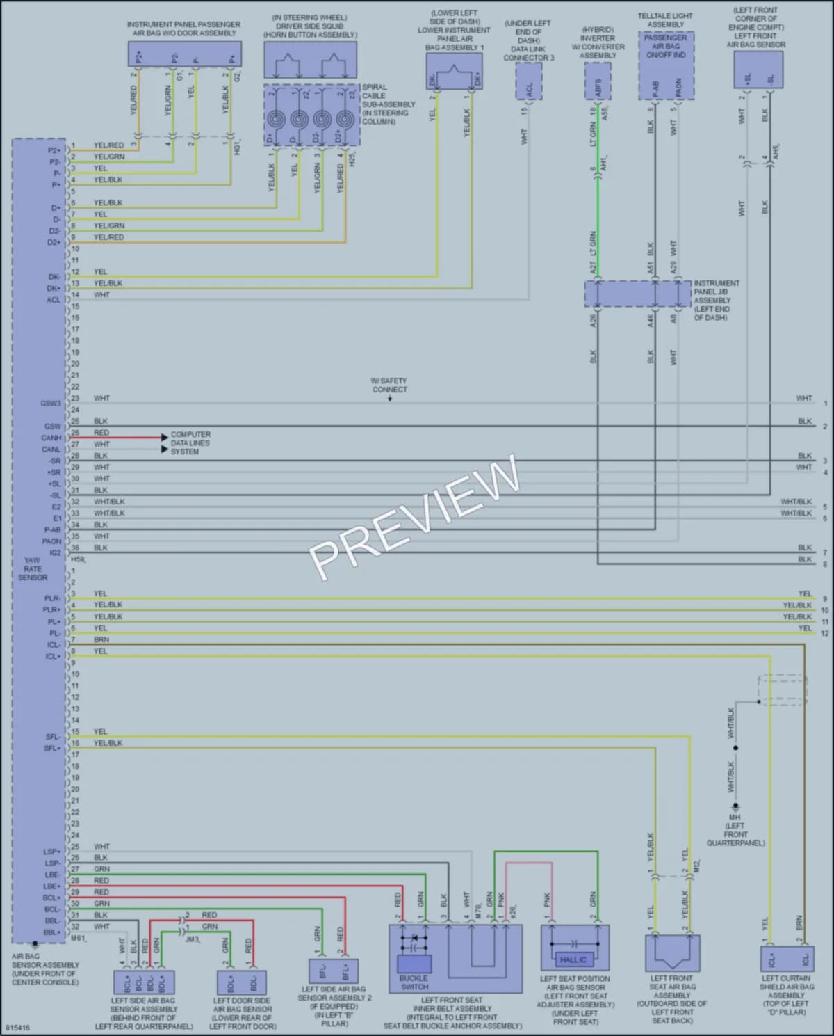 2023 Toyota HighlanderHybrid Supplemental Restraints wiring diagram preview