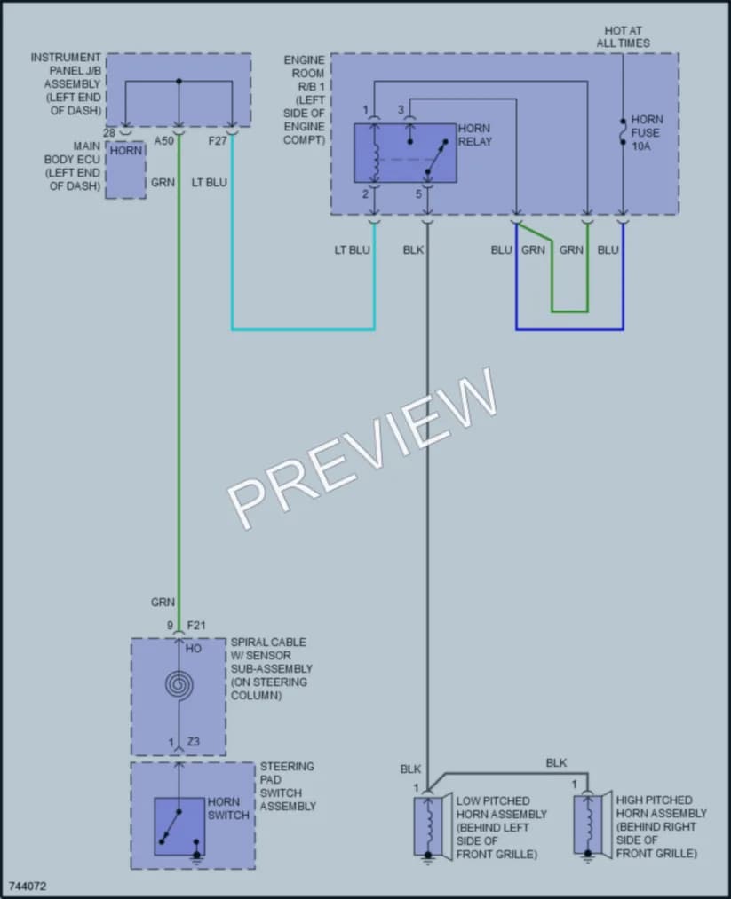 2023 Toyota Prius Horn wiring diagram preview