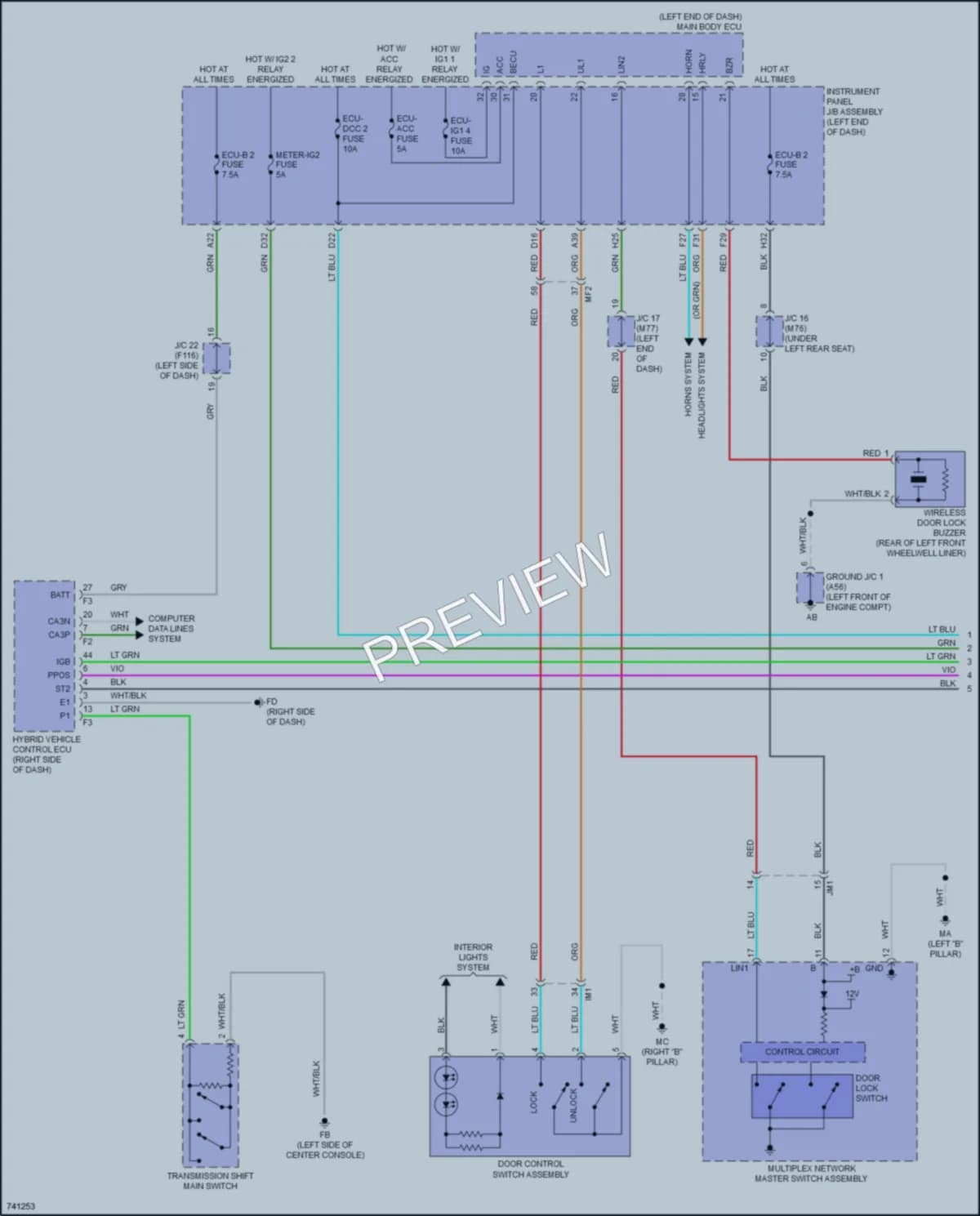 2023 Toyota Prius Power Door Locks wiring diagram preview