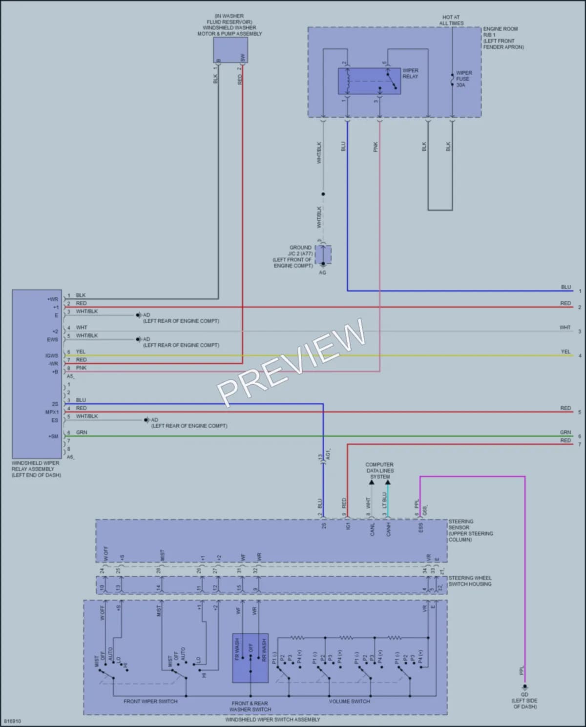 2023 Toyota RAV4 Wiper Washer wiring diagram preview