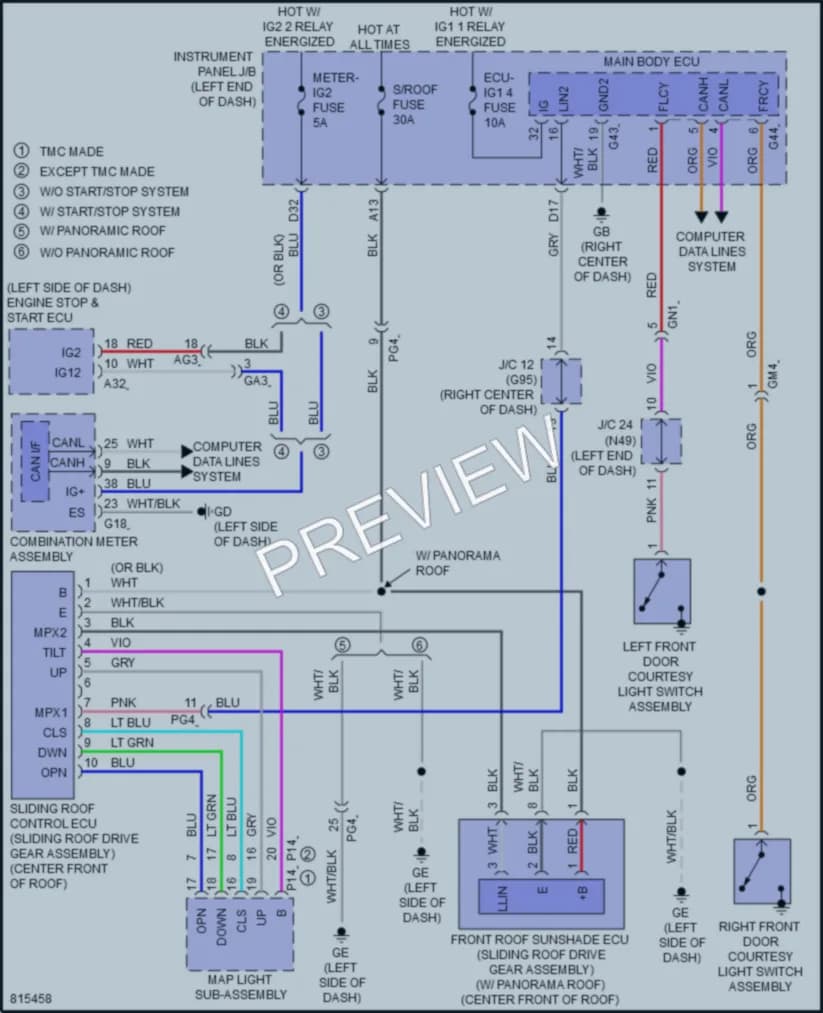 2023 Toyota RAV4Hybrid Power Top Sunroof wiring diagram preview