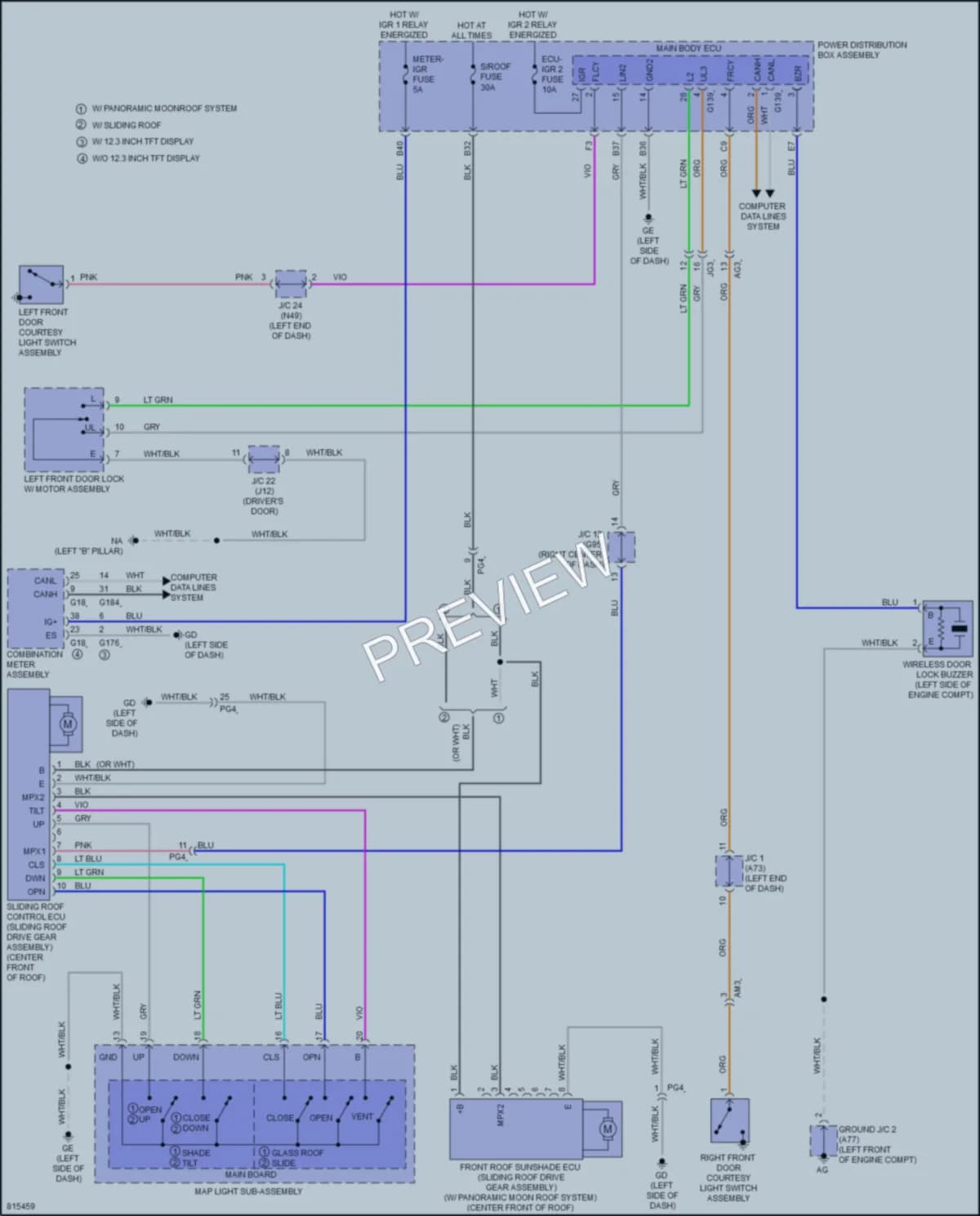 2023 Toyota RAV4Prime Power Top Sunroof wiring diagram preview