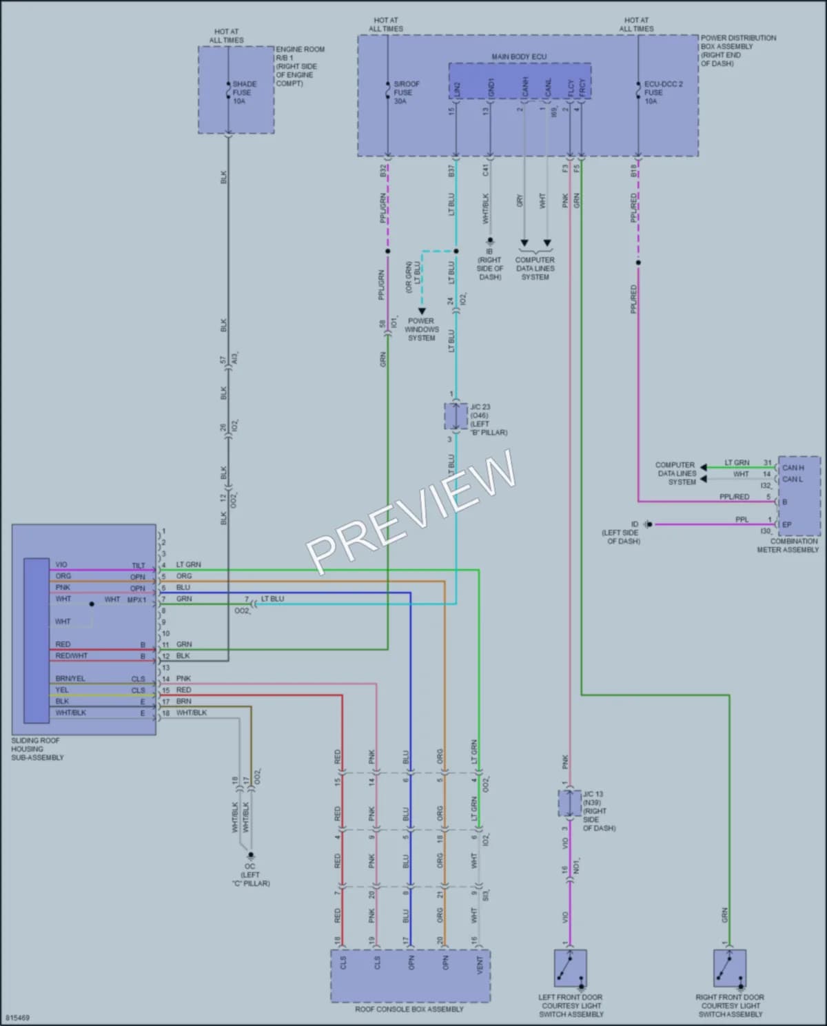 2023 Toyota Sequoia Power Top Sunroof wiring diagram preview