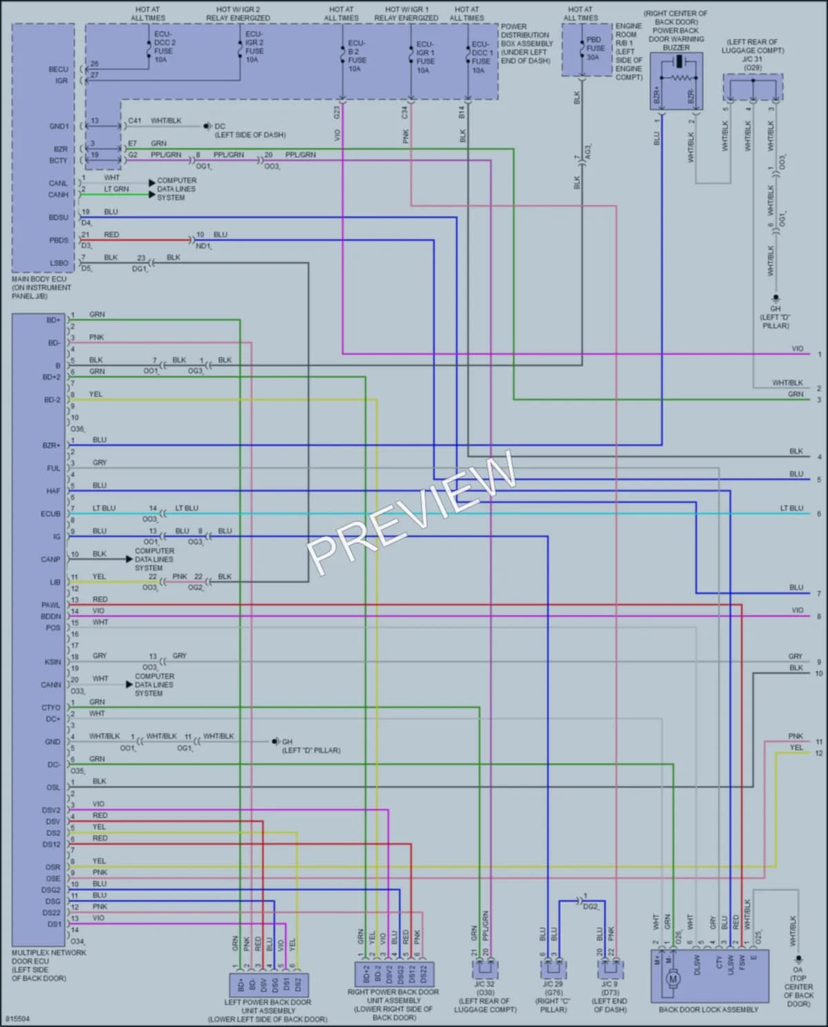 2023 Toyota Sienna Trunk Tailgate Fuel Door wiring diagram preview