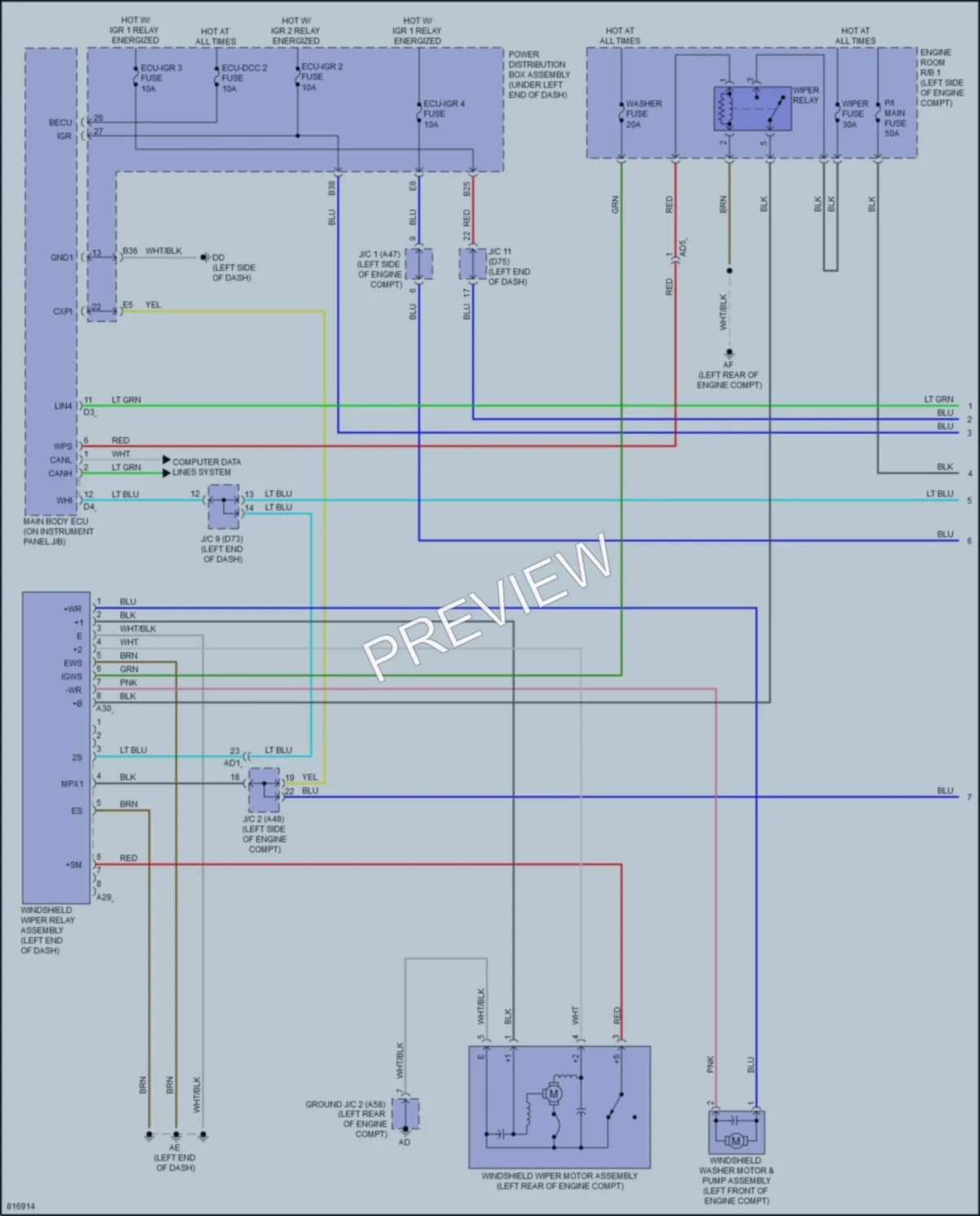 2023 Toyota Sienna Wiper Washer wiring diagram preview