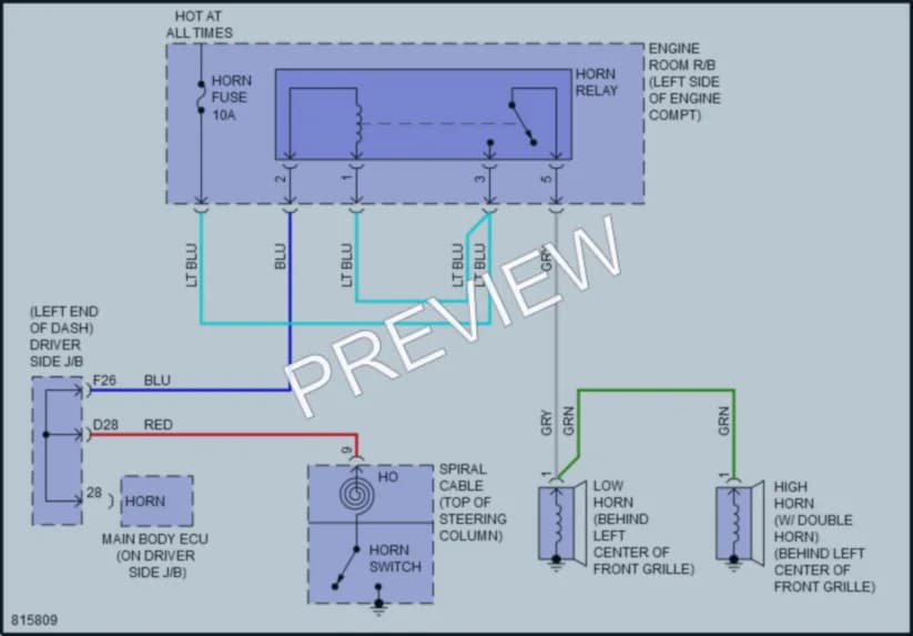 2023 Toyota Tacoma Horn wiring diagram preview