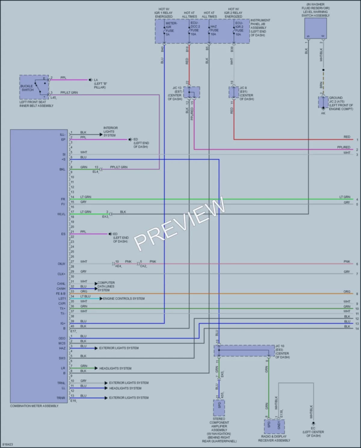 2023 Toyota VenzaHybrid Instrument Cluster wiring diagram preview