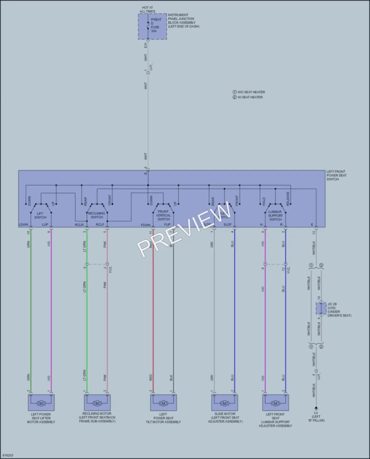 2023 Toyota VenzaHybrid Power Seats wiring diagram preview