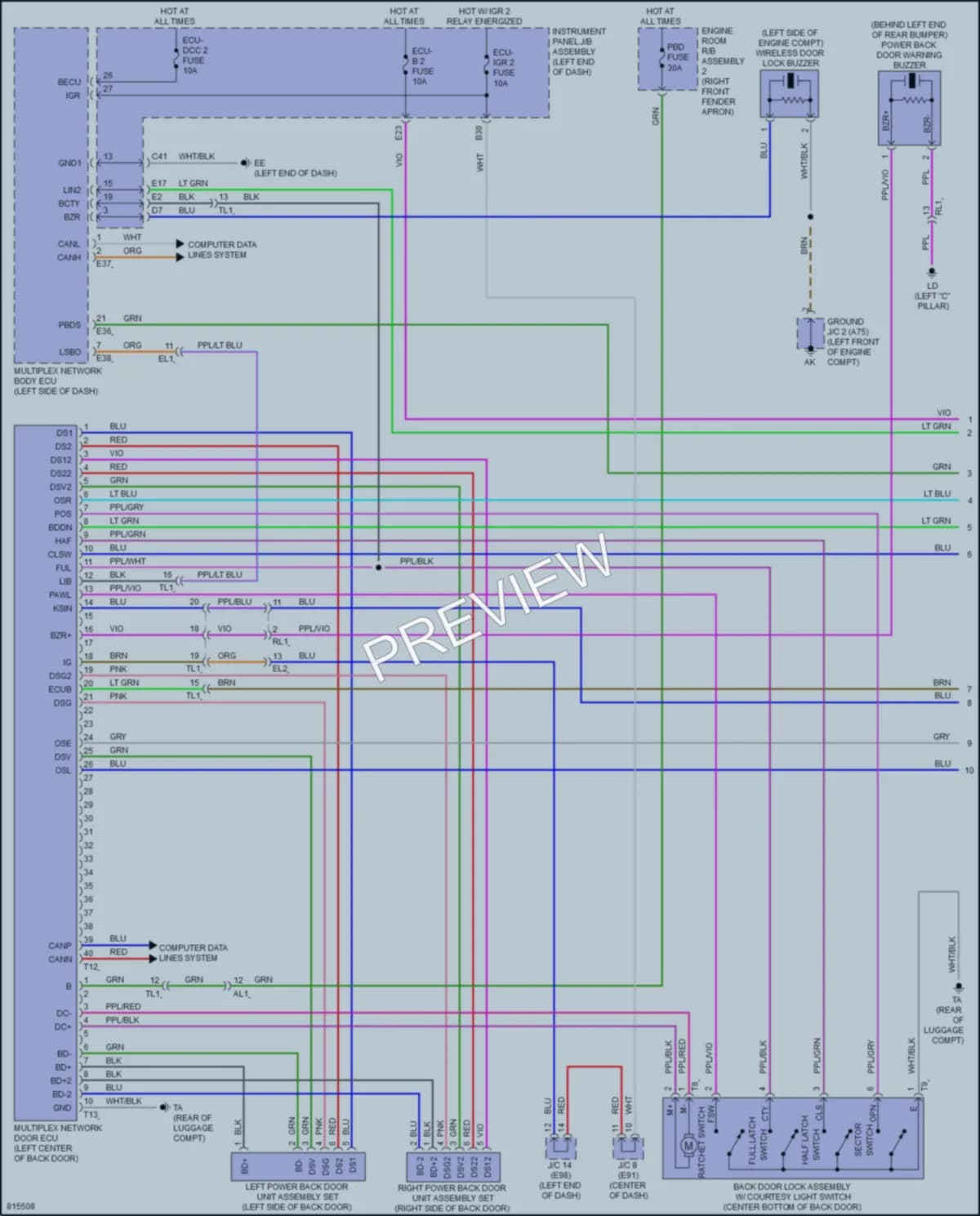 2023 Toyota VenzaHybrid Trunk Tailgate Fuel Door wiring diagram preview