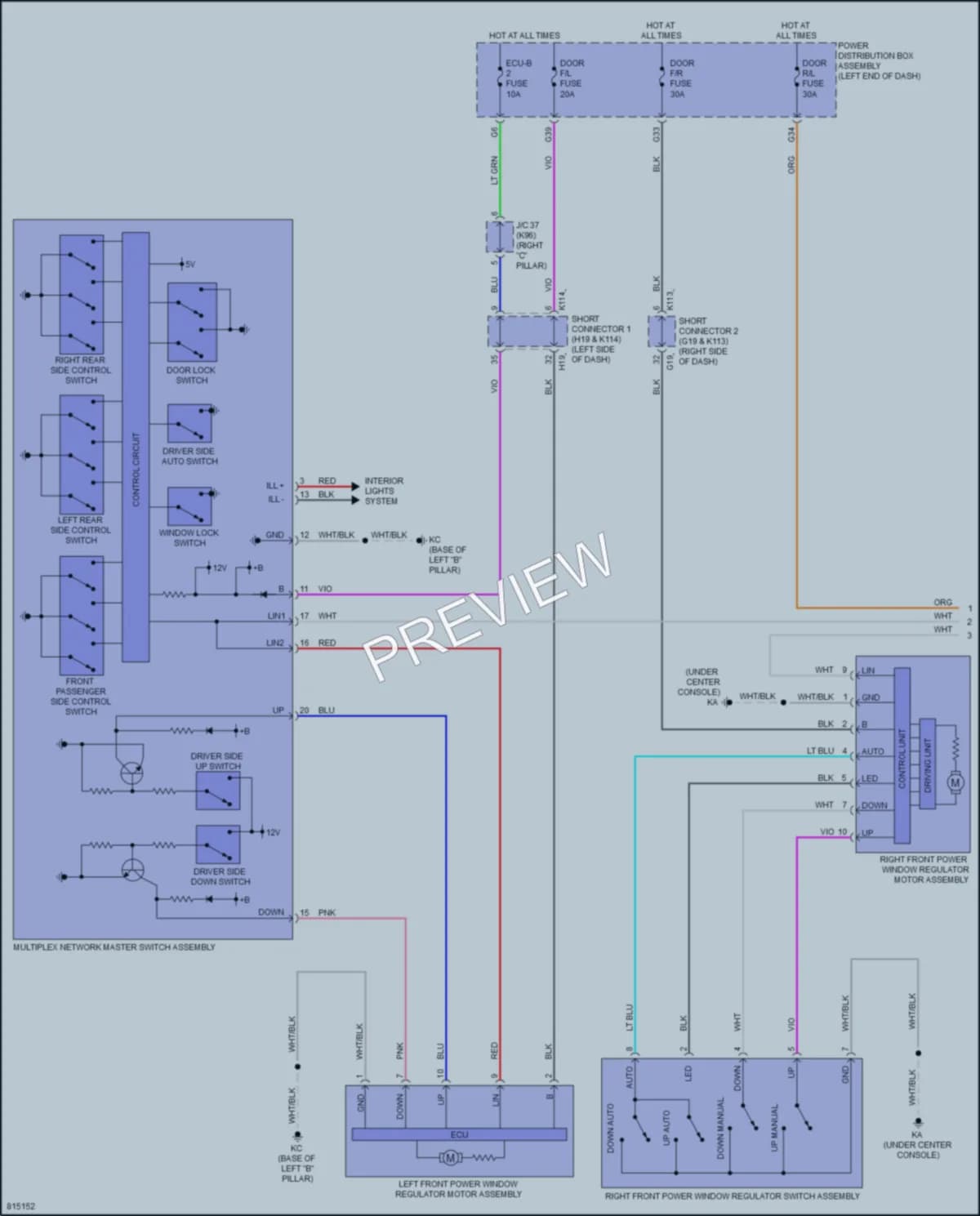 2023 Toyota bZ4X Power Windows wiring diagram preview