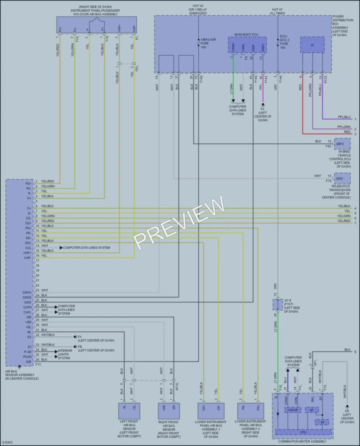 2023 Toyota bZ4X Supplemental Restraints wiring diagram preview