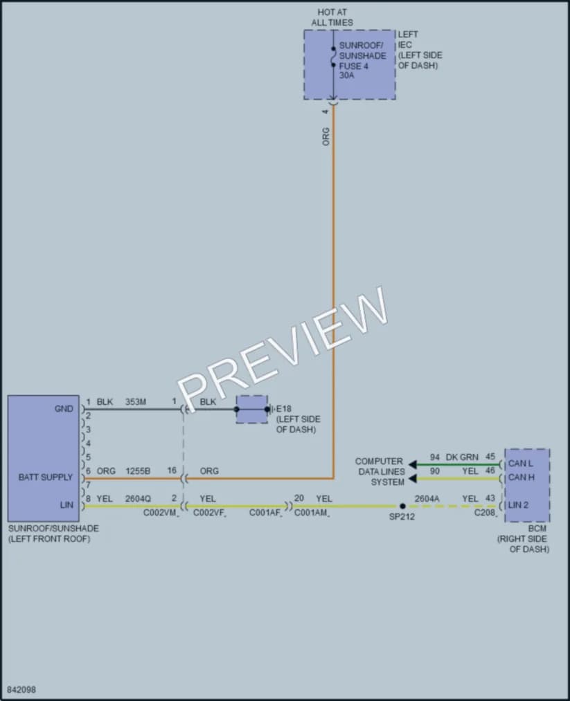2023 VinFast VF8 Power Top Sunroof wiring diagram preview