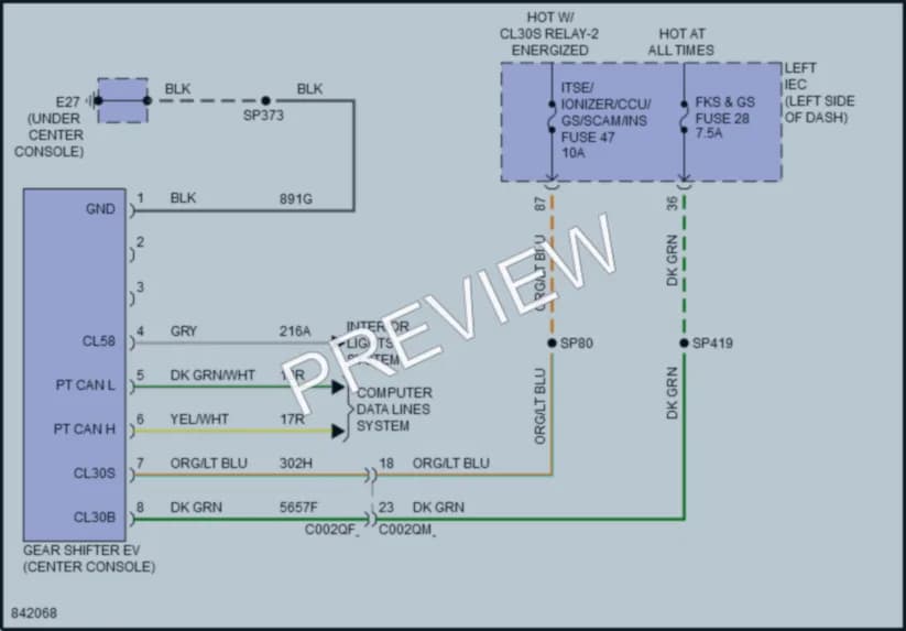 2023 VinFast VF8 Shift Interlock wiring diagram preview