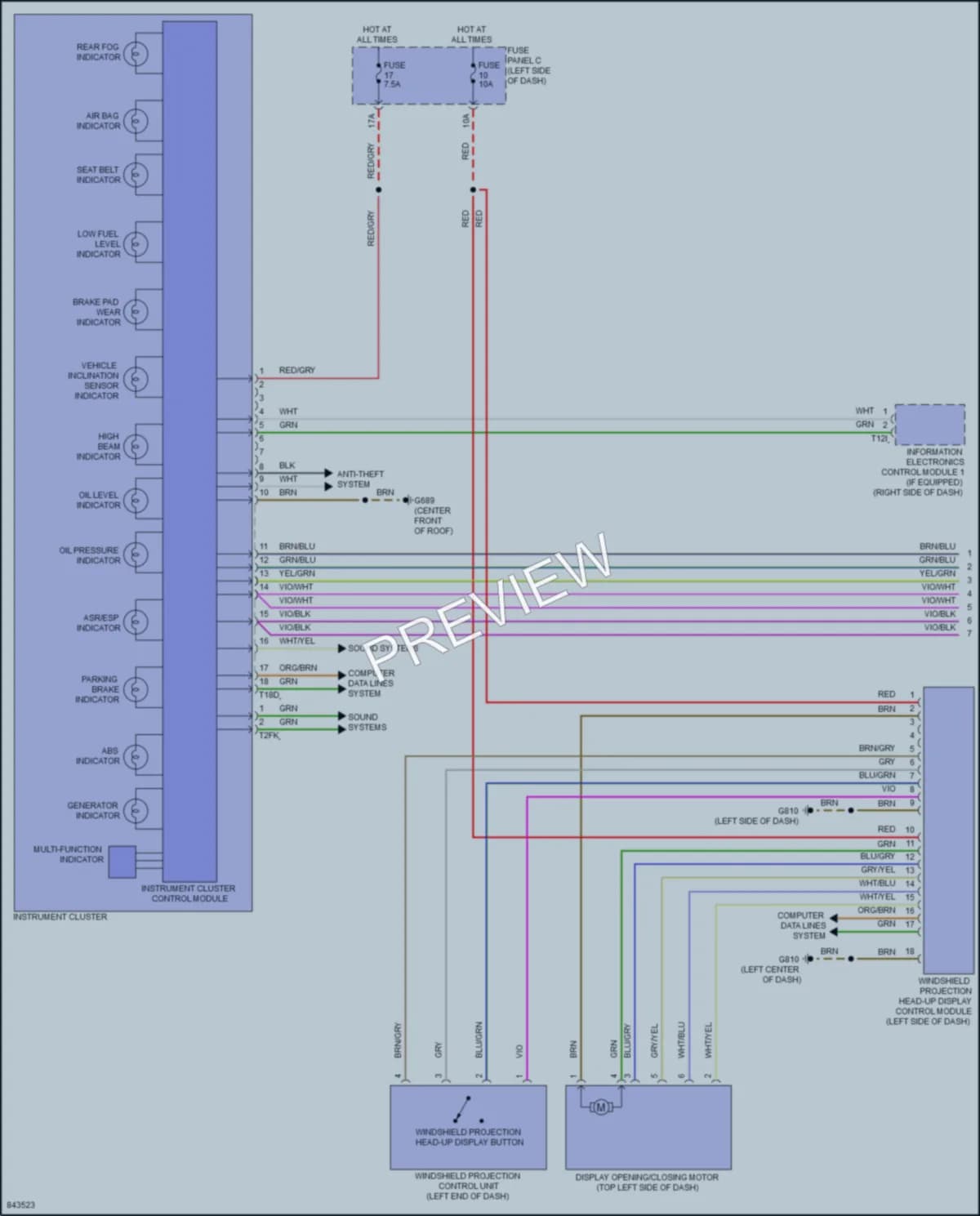 2023 Volkswagen Arteon Instrument Cluster wiring diagram preview