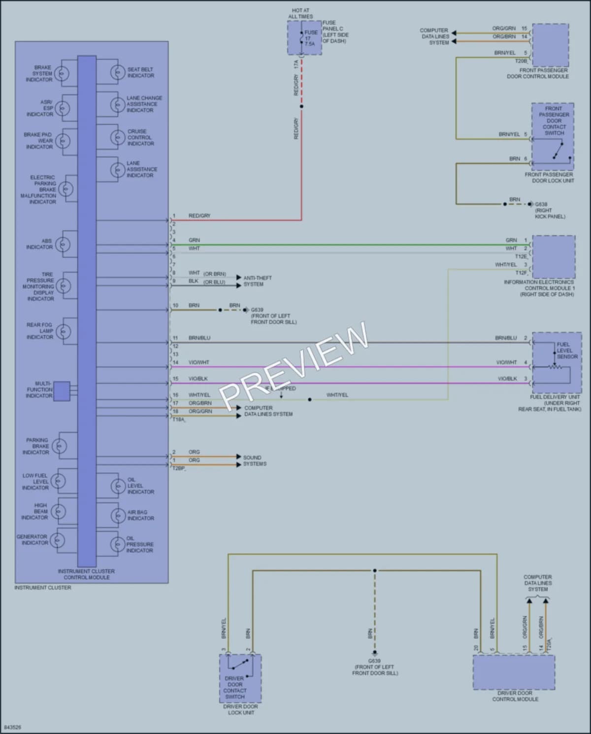 2023 Volkswagen Atlas Instrument Cluster wiring diagram preview
