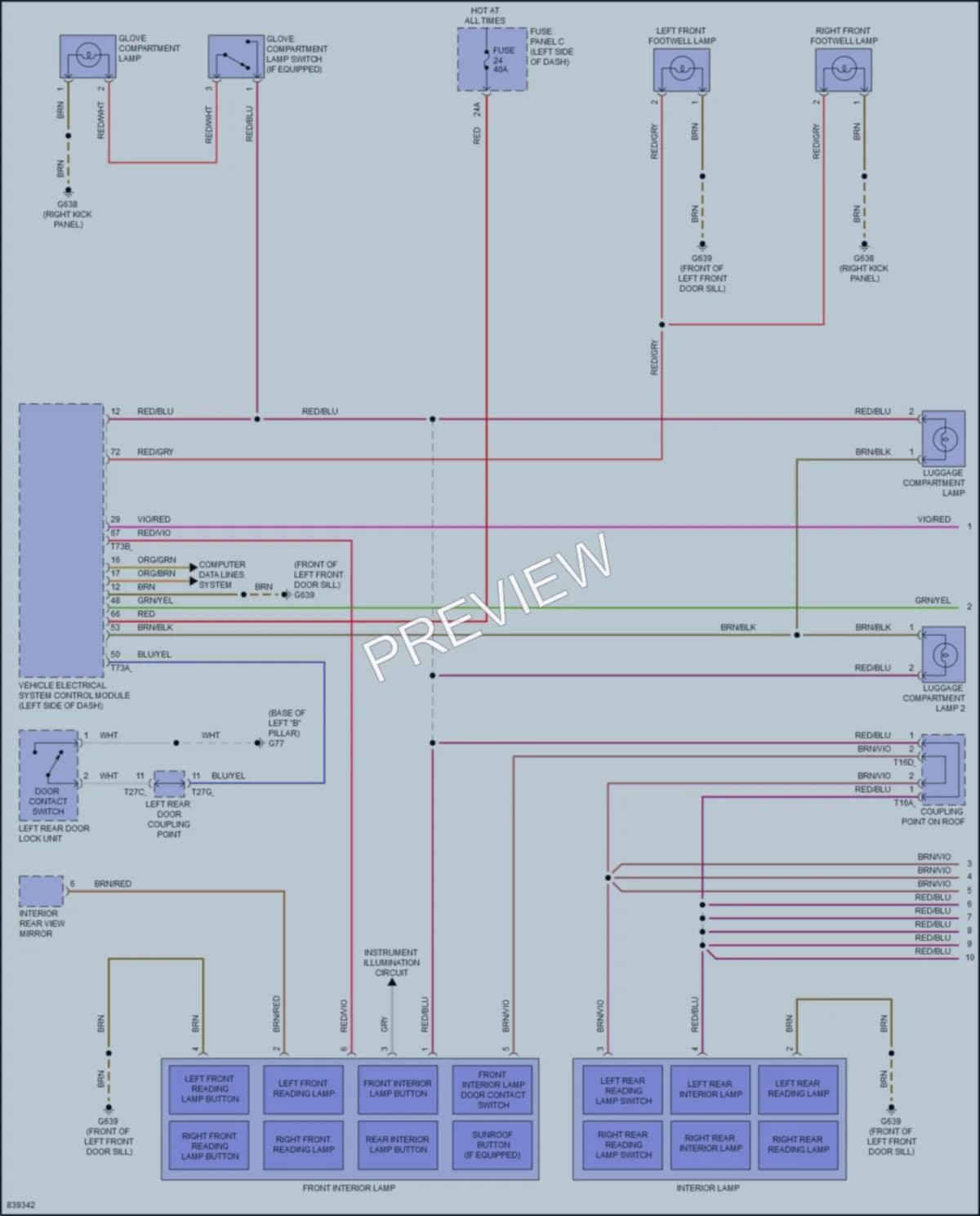 2023 Volkswagen Atlas Interior Lights wiring diagram preview